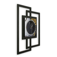 Gold & Black Ink – Fenora Metallic Wanduhr aus Alu & MDF