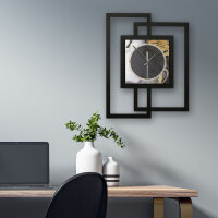 Gold & Black Ink – Fenora Metallic Wanduhr aus Alu & MDF