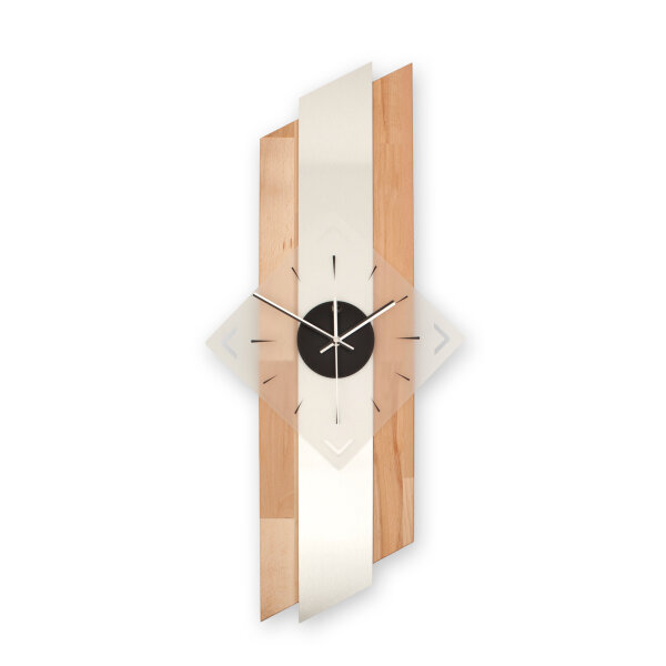 Arcwood Designer-Wanduhr aus Massivholz mit Alu &...