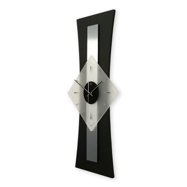 Stripe – Designer-Wanduhr aus MDF mit Alu, Echtholz oder Steinfurnier