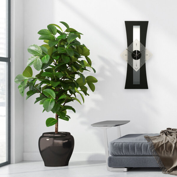 Stripe – Designer-Wanduhr aus MDF mit Alu, Echtholz oder Steinfurnier