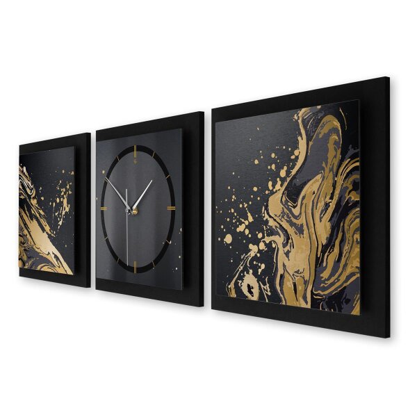 Gold & Black – Trivio Metallic Wanduhr aus Alu...