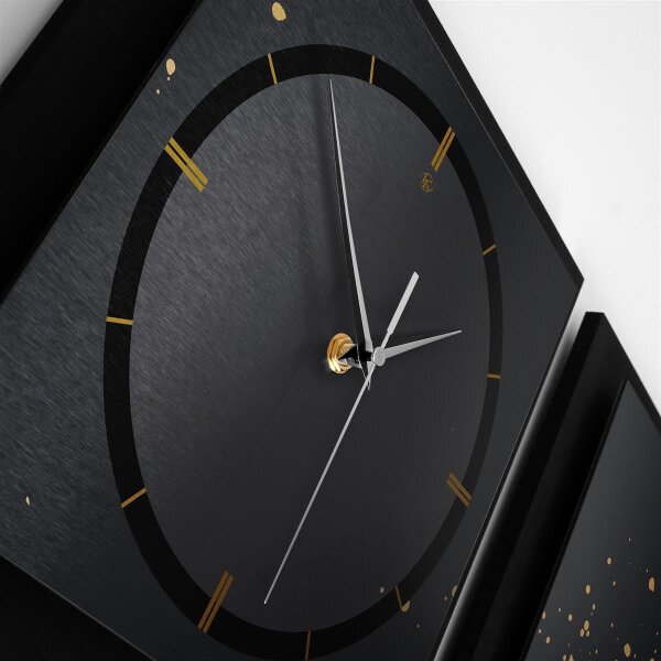 Gold & Black – Trivio Metallic Wanduhr aus Alu & MDF