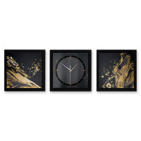Gold & Black – Trivio Metallic Wanduhr aus Alu & MDF