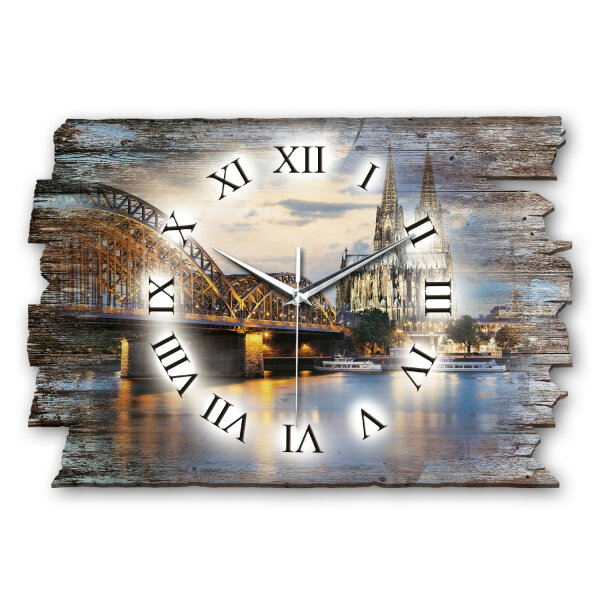 Köln Designer-Wanduhr aus Holz – leises Uhrwerk