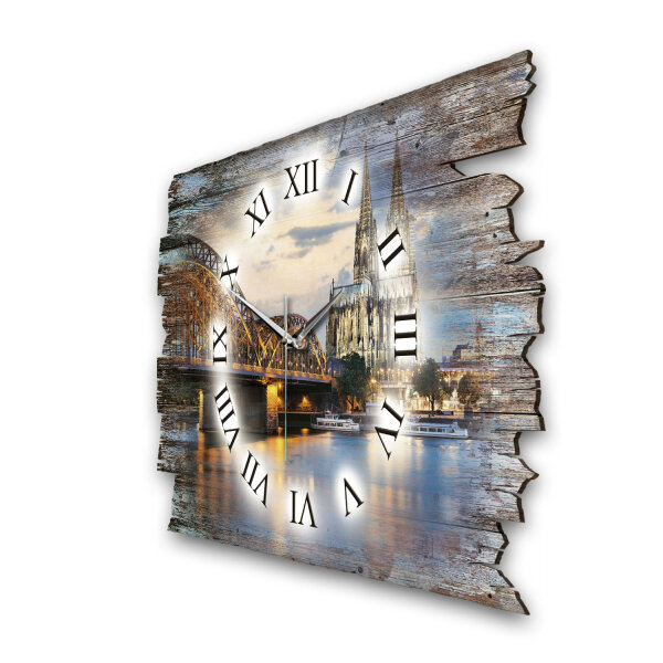 Köln Designer-Wanduhr aus Holz – leises Uhrwerk