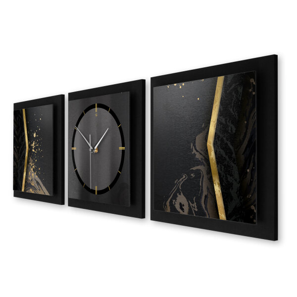 Black Elegance – Trivio Metallic Wanduhr aus Alu...