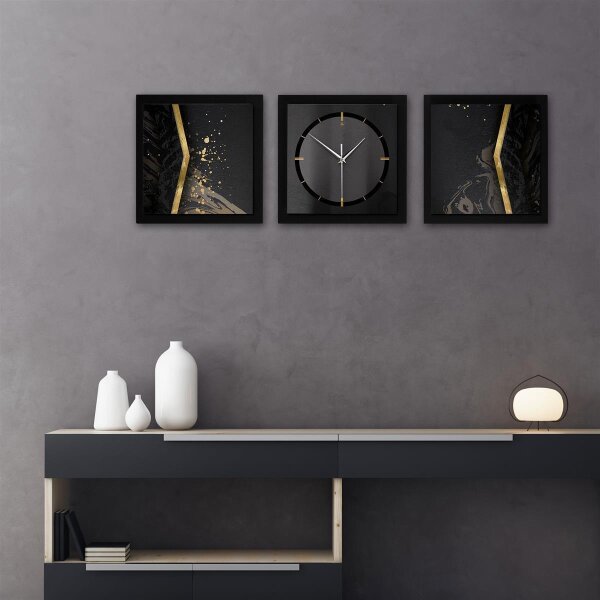 Black Elegance – Trivio Metallic Wanduhr aus Alu & MDF