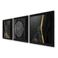 Black Elegance – Trivio Metallic Wanduhr aus Alu & MDF