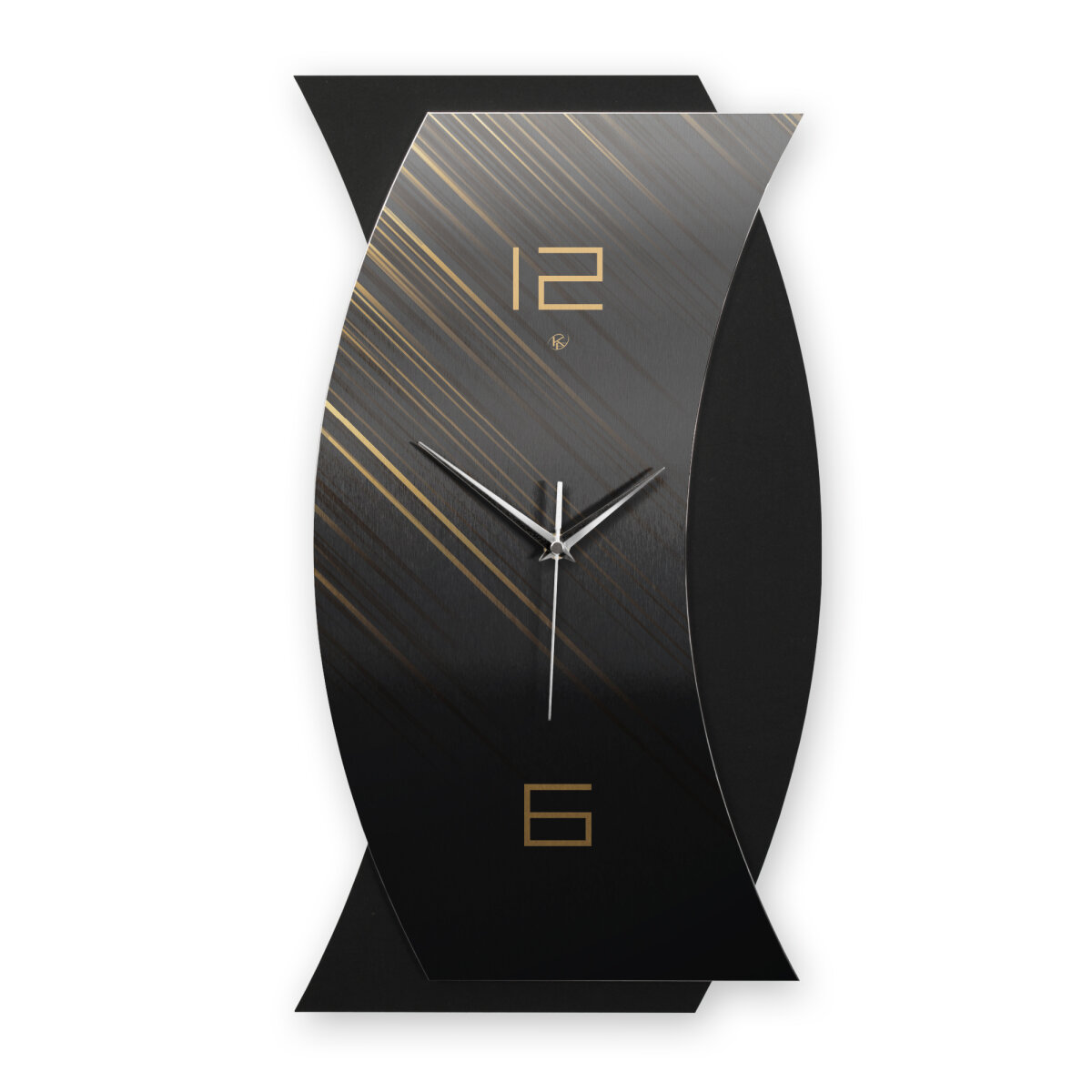 Light & Dark – Curvona Metallic Wanduhr aus Alu & MDF