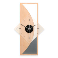 Silvermoon Designer-Wanduhr aus Massivholz mit Alu & leisem Uhrwerk