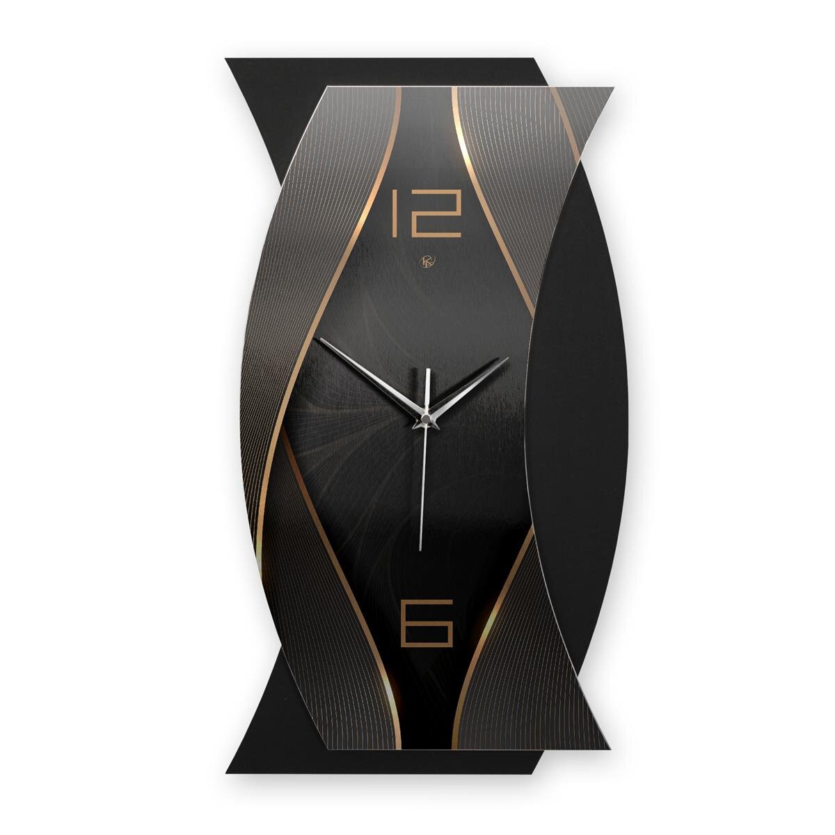 Dark Elegance – Curvona Metallic Wanduhr aus Alu & MDF