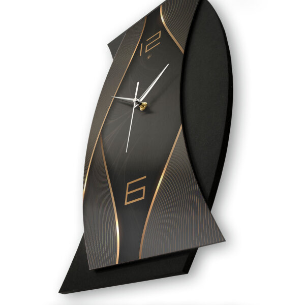 Dark Elegance – Curvona Metallic Wanduhr aus Alu & MDF