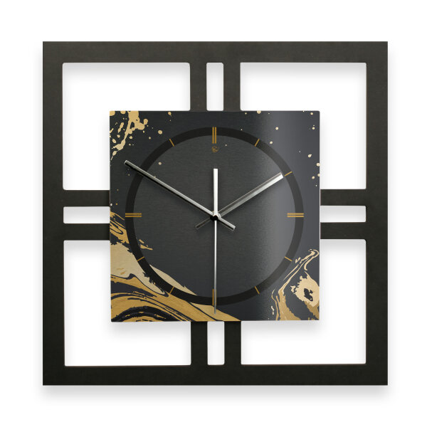 Golden Liquid – Quadria Metallic Wanduhr aus Alu...