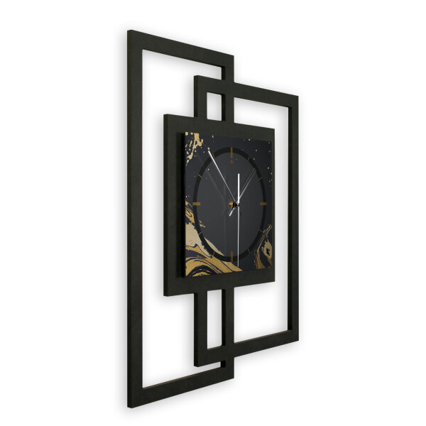 Golden Liquid – Fenora Metallic Wanduhr aus Alu & MDF