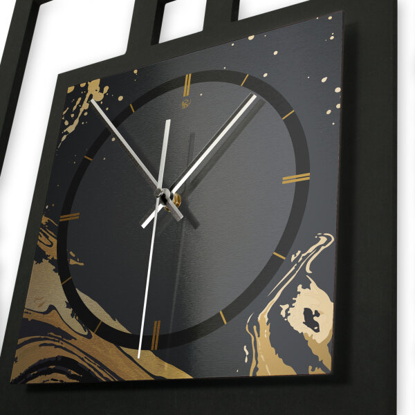 Golden Liquid – Fenora Metallic Wanduhr aus Alu & MDF