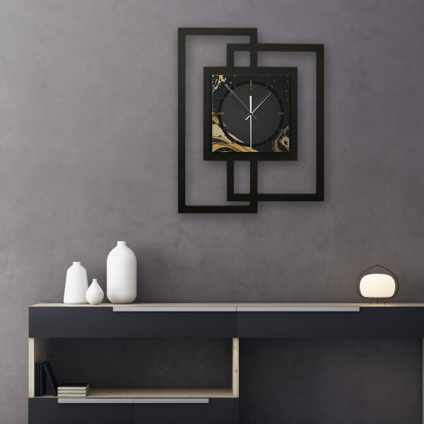 Golden Liquid – Fenora Metallic Wanduhr aus Alu & MDF