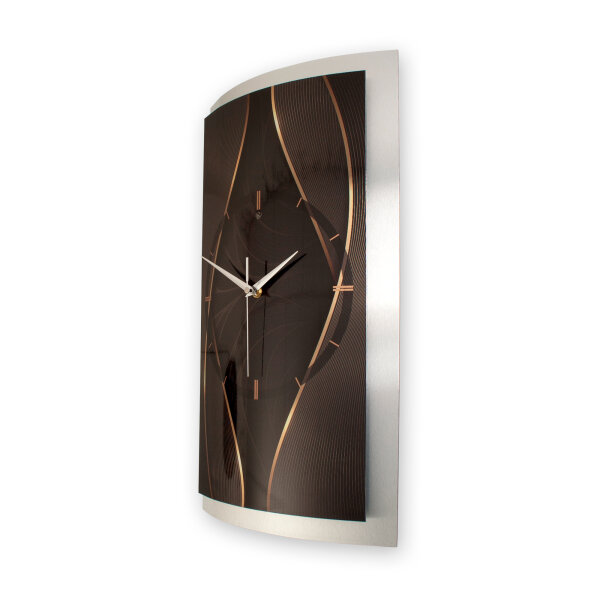 Elegant Waves – gewölbte 3D-Metallic-Wanduhr...