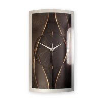 Elegant Waves – gewölbte 3D-Metallic-Wanduhr mit silbernem Alu-Rahmen