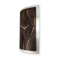 Elegant Waves – gewölbte 3D-Metallic-Wanduhr mit silbernem Alu-Rahmen
