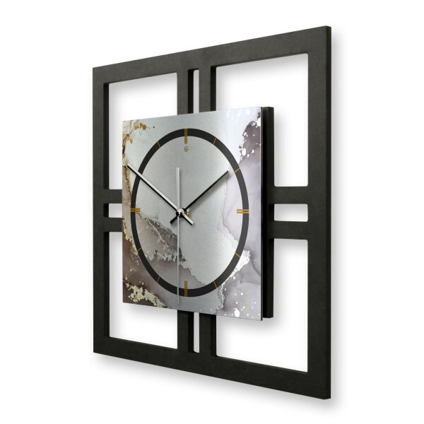 Abstract Water – Quadria Metallic Wanduhr aus Alu...