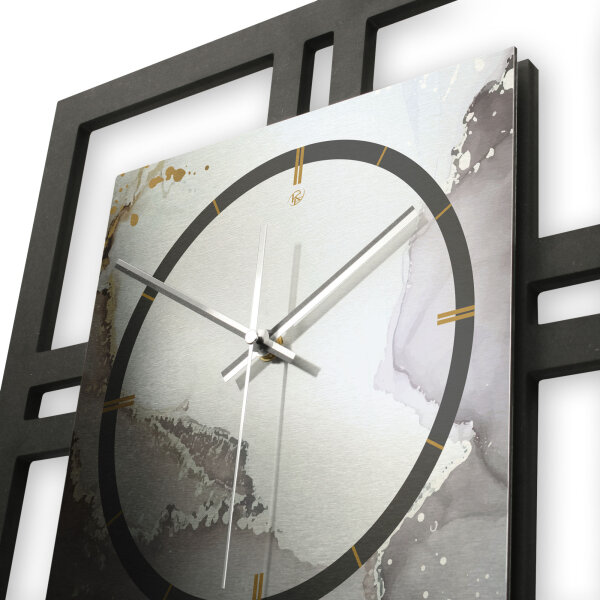 Abstract Water – Quadria Metallic Wanduhr aus Alu & MDF