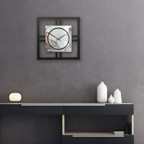 Abstract Water – Quadria Metallic Wanduhr aus Alu & MDF