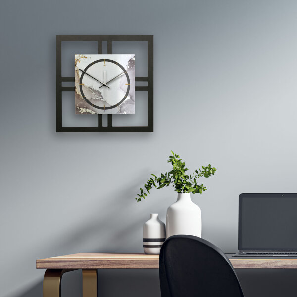 Abstract Water – Quadria Metallic Wanduhr aus Alu & MDF
