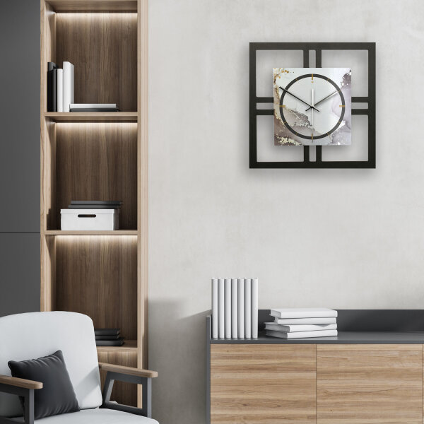 Abstract Water – Quadria Metallic Wanduhr aus Alu & MDF