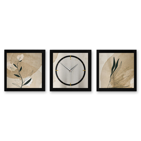Floral Beige – Trivio Metallic Wanduhr aus Alu...