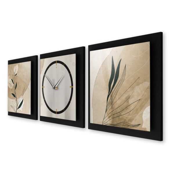Floral Beige – Trivio Metallic Wanduhr aus Alu...