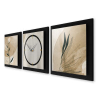 Floral Beige – Trivio Metallic Wanduhr aus Alu & MDF