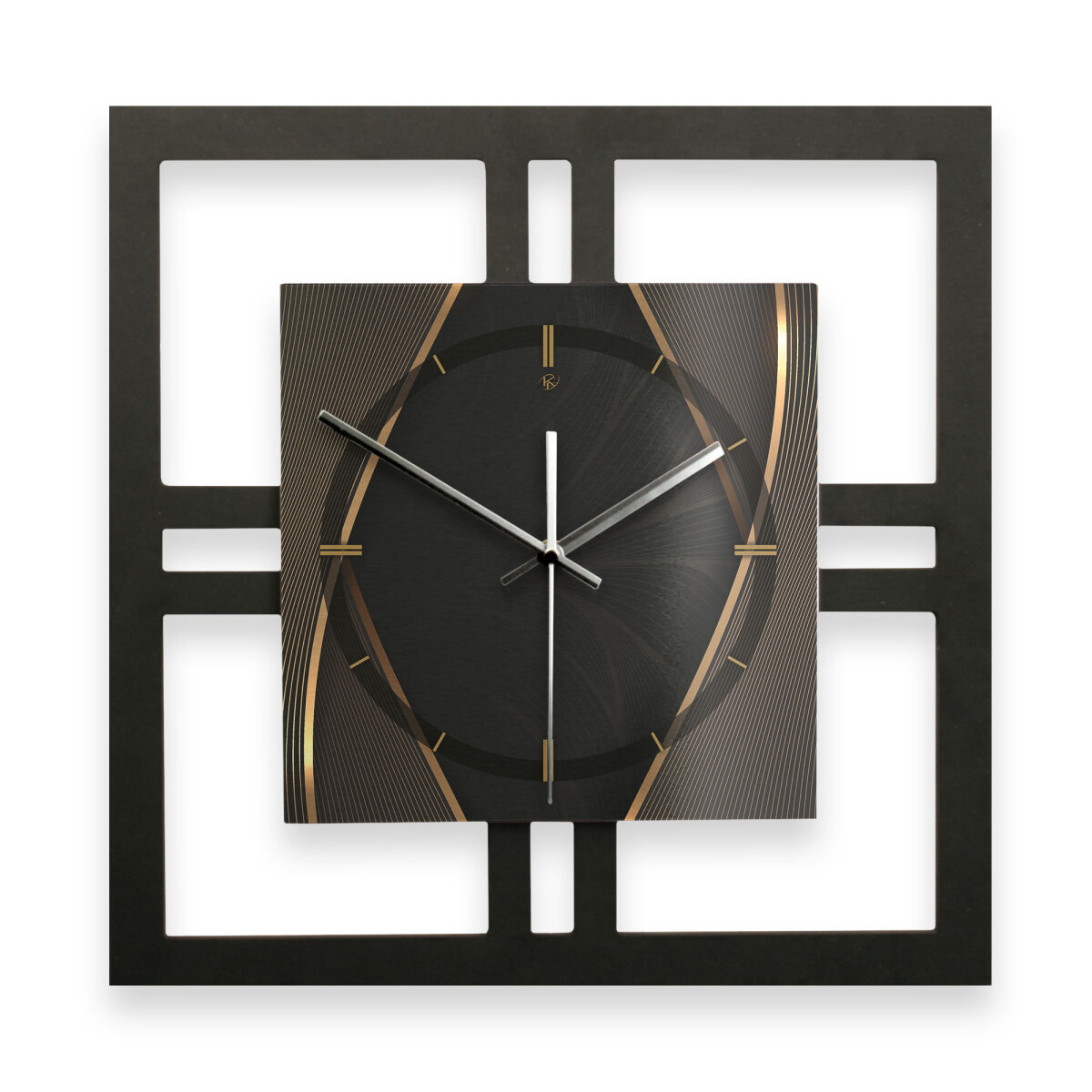 Black & Gold – Quadria Metallic Wanduhr aus Alu & MDF