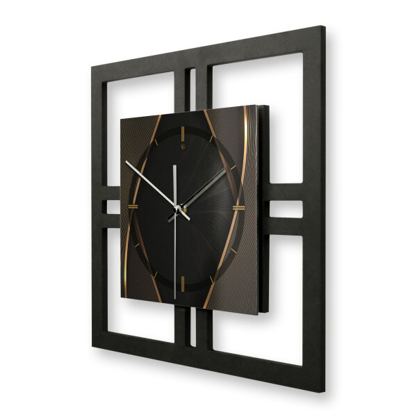 Black & Gold – Quadria Metallic Wanduhr aus Alu...