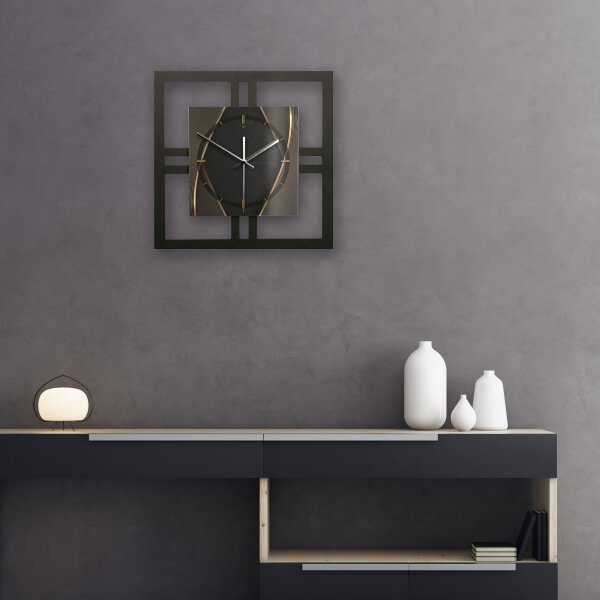 Black & Gold – Quadria Metallic Wanduhr aus Alu & MDF