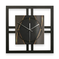 Black & Gold – Quadria Metallic Wanduhr aus Alu & MDF