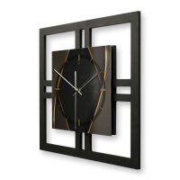 Black & Gold – Quadria Metallic Wanduhr aus Alu & MDF