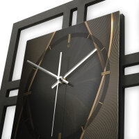 Black & Gold – Quadria Metallic Wanduhr aus Alu & MDF