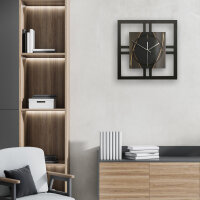 Black & Gold – Quadria Metallic Wanduhr aus Alu & MDF