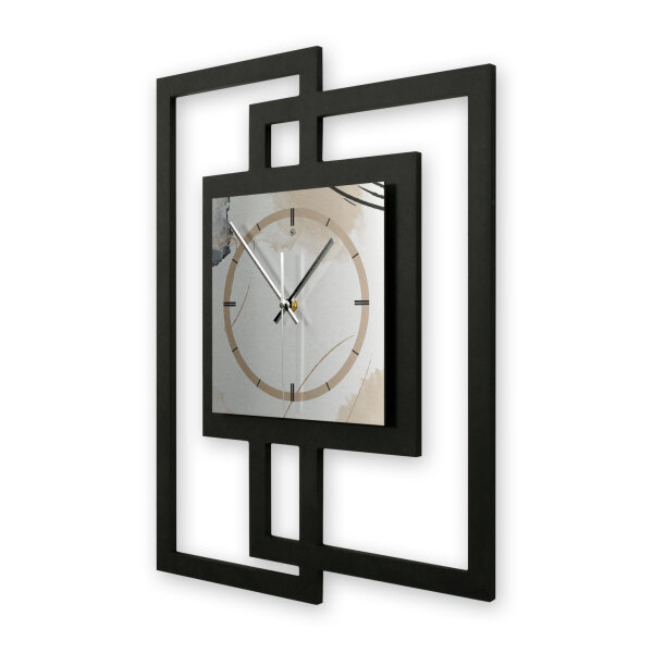 Abstract Elegance – Fenora Metallic Wanduhr aus Alu & MDF