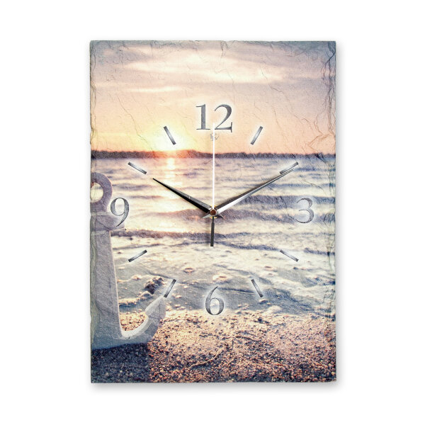 Anker & Meer Design-Wanduhr aus Steinguss mit leisem...