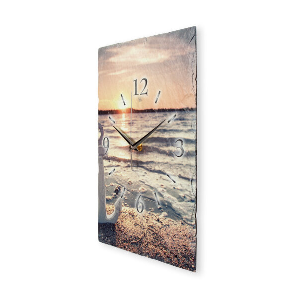 Anker & Meer Design-Wanduhr aus Steinguss mit leisem...