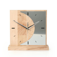 Silvermoon – Designer-Standuhr aus Massivholz mit Alu-Applikation
