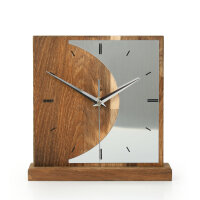 Silvermoon – Designer-Standuhr aus Massivholz mit Alu-Applikation