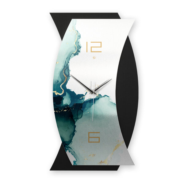 Turquoise – Curvona Metallic Wanduhr aus Alu & MDF