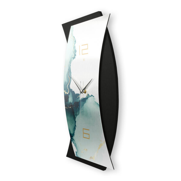 Turquoise – Curvona Metallic Wanduhr aus Alu & MDF