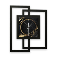 Black & Gold Waves – Fenora Metallic Wanduhr aus Alu & MDF