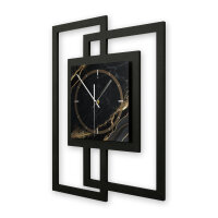 Black & Gold Waves – Fenora Metallic Wanduhr aus Alu & MDF