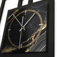 Black & Gold Waves – Fenora Metallic Wanduhr aus Alu & MDF