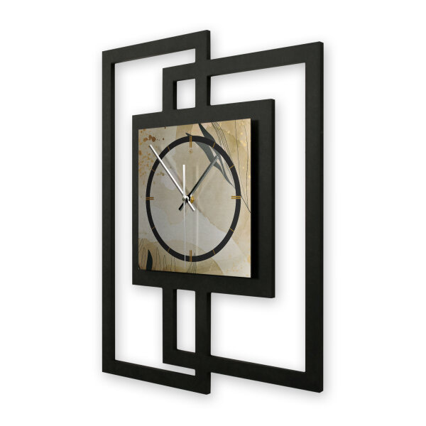 Elegant Leaves – Fenora Metallic Wanduhr aus Alu & MDF